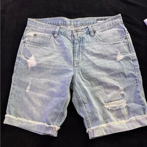 Others Follow Distressed Light Blue Jean Shorts
